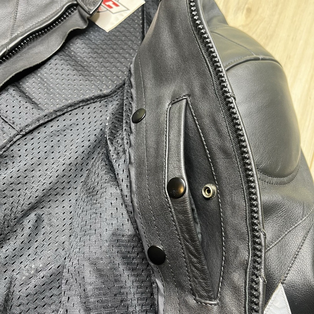 HJC leather Motor Cycle Jacket Cirotech Riding Gear Scotchlite 3M Size 42 - Picture 12 of 16